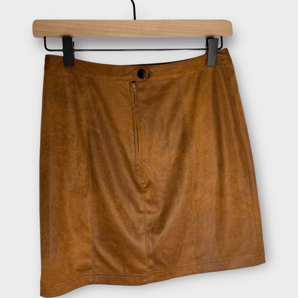 FREE PEOPLE Brown Rumi Ruched Faux Suede Mini Skirt - Picture 4 of 8